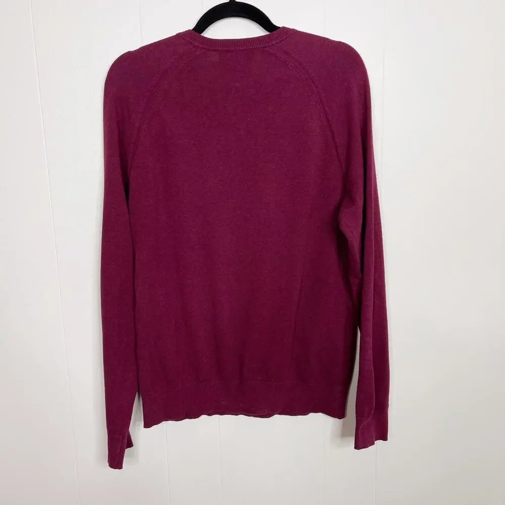 Banana Republic Cotton V Neck Lightweight Pullover Sweater Wine Red Medium Mens